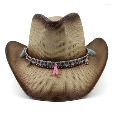 Unisex Hard Straw Cowboy Beret Hats for Summer