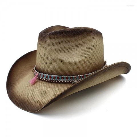 Unisex Hard Straw Cowboy Beret Hats for Summer