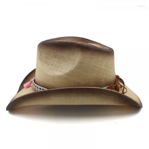 Unisex Hard Straw Cowboy Beret Hats for Summer