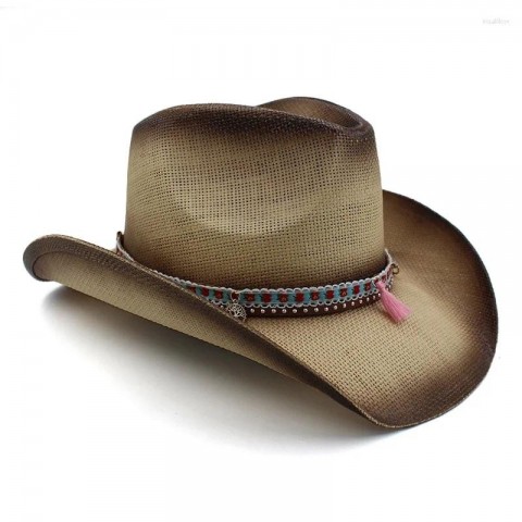 Unisex Hard Straw Cowboy Beret Hats for Summer
