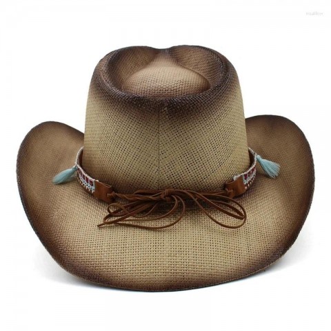 Unisex Hard Straw Cowboy Beret Hats for Summer