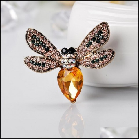 Luxury Gold Plated Rhinestone Bee Brooch