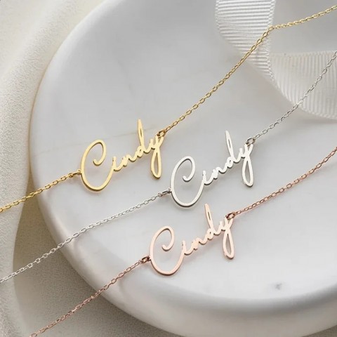 Customized 18k Gold Plated Stainless Steel Name Necklace for Women