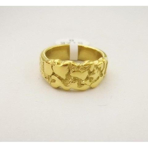 Stainless Steel Bohemian Heart Band Ring 18K Gold Plated for Women