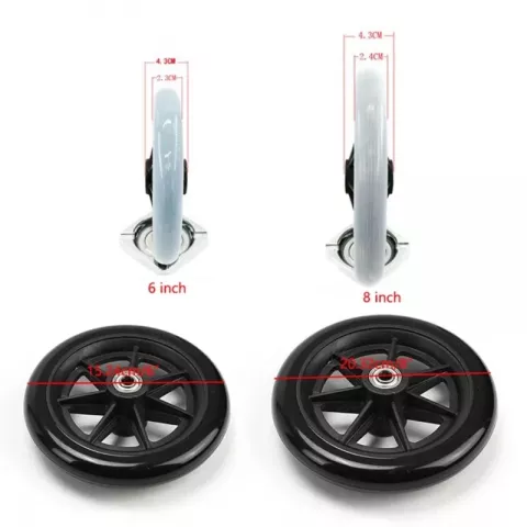 Universal Wheelchair Front Wheel Replacement - 6/8 Inch Solid Tire Unisex