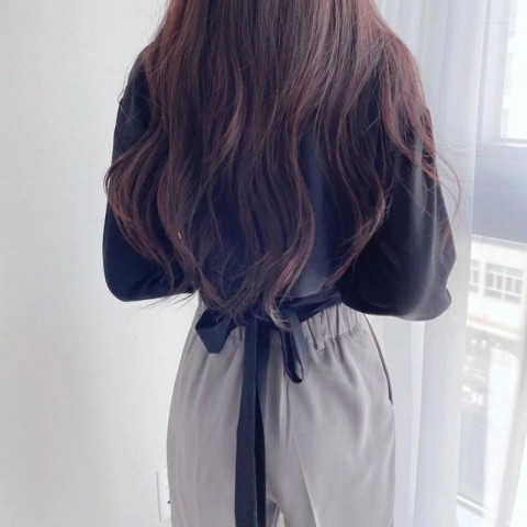 Women's Korean Style Slim Fit Polyester Blouse with Button Details