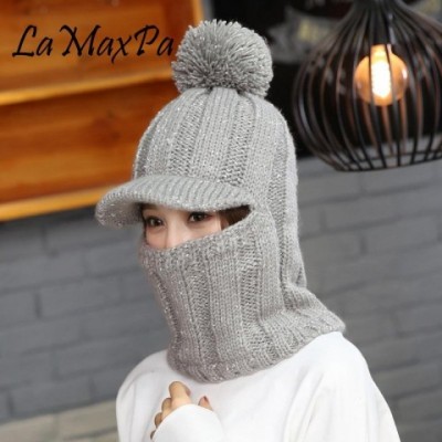 LaMaxPa Fashion Women's Thick Pompom Scarf & Hat Set, Winter Warm Knitted Beanies