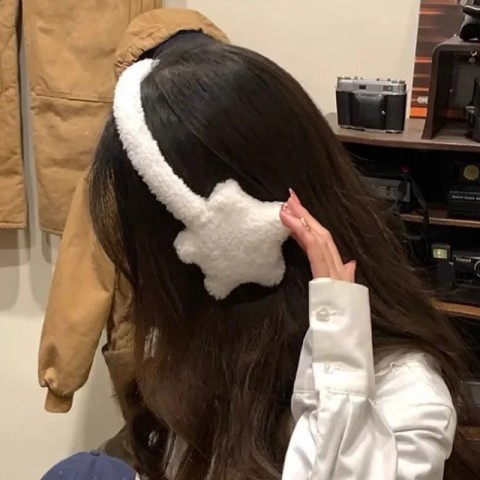 Winter Y2K Style Women's Ear Muffs, Thick Star Earrings, Cozy Silk Scarf