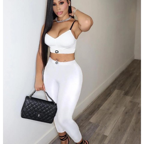 Sexy Women's Polyester Two Piece Tracksuit Set