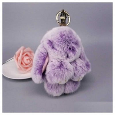 Mini Rabbit Fur Pompom Keychain for Women - 24K Gold Plated Konerupine