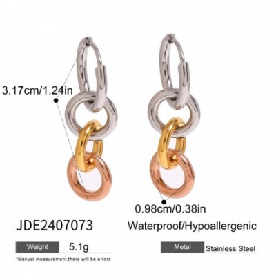 18K Gold Plated Stainless Steel Two-Tone Interlocking Earrings for Women