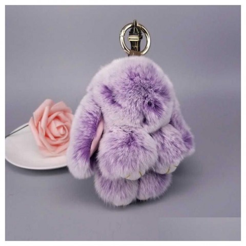 Mini Rabbit Fur Pompom Keychain for Women - 24K Gold Plated Konerupine