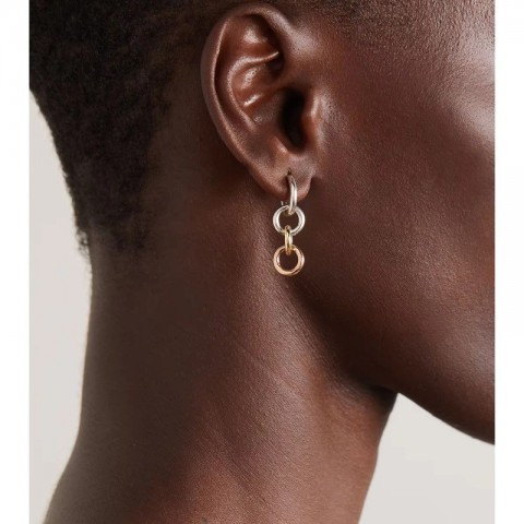 18K Gold Plated Stainless Steel Two-Tone Interlocking Earrings for Women