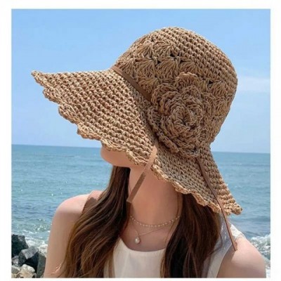 Summer Fashion Beige Sun Hat with Lace Bow for Women Y250213