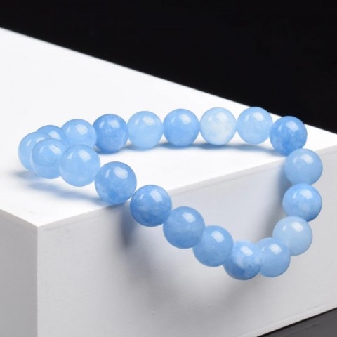 Natural Sky Blue Aquamarine Quartz Beads Bracelet for Women Men - 6mm 8mm Elastic Rope Energy Jewelry Gift