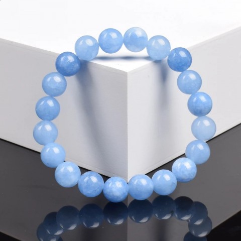 Natural Sky Blue Aquamarine Quartz Beads Bracelet for Women Men - 6mm 8mm Elastic Rope Energy Jewelry Gift
