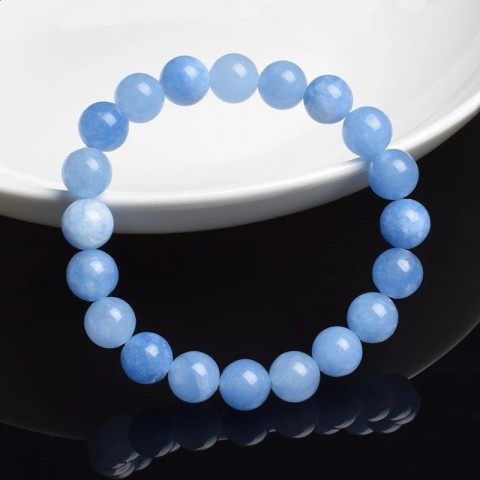 Natural Sky Blue Aquamarine Quartz Beads Bracelet for Women Men - 6mm 8mm Elastic Rope Energy Jewelry Gift