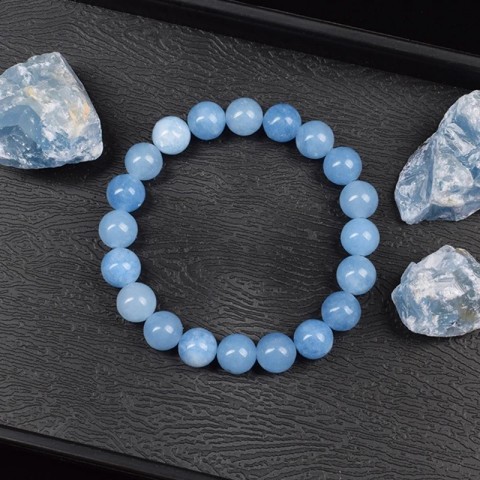 Natural Sky Blue Aquamarine Quartz Beads Bracelet for Women Men - 6mm 8mm Elastic Rope Energy Jewelry Gift