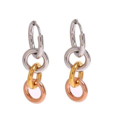 18K Gold Plated Stainless Steel Two-Tone Interlocking Earrings for Women
