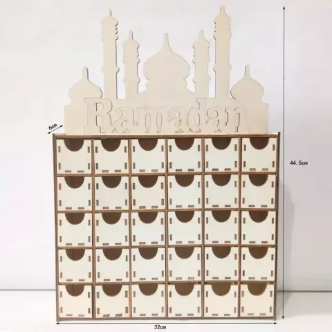 Elegant MDF Eid Ramadan Advent Calendar with 30 Drawers - Beige dh911125171
