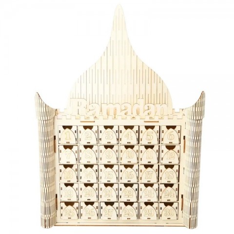 Elegant MDF Eid Ramadan Advent Calendar with 30 Drawers - Beige dh911125171