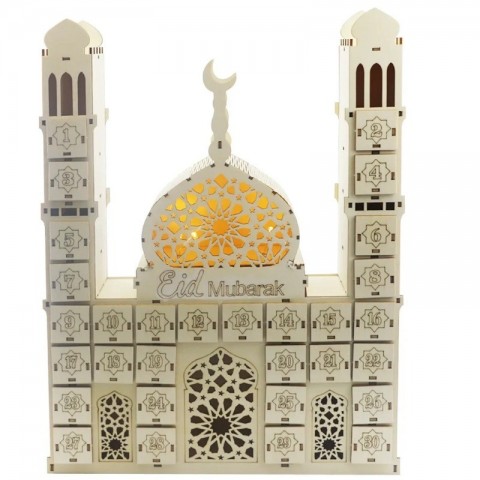 Elegant MDF Eid Ramadan Advent Calendar with 30 Drawers - Beige dh911125171