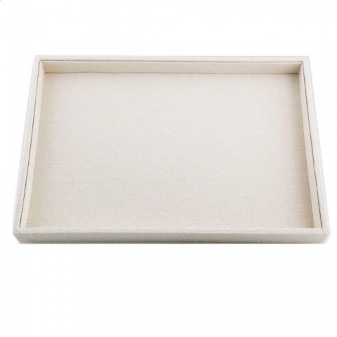 Beige Linen Jewelry Organizer Tray for Earrings and Necklaces by Elegant Store