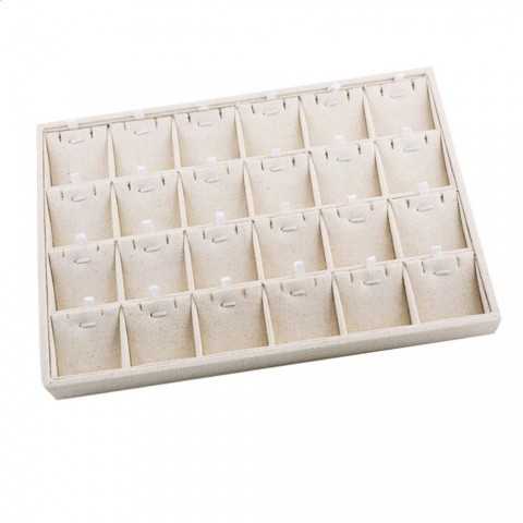 Beige Linen Jewelry Organizer Tray for Earrings and Necklaces by Elegant Store