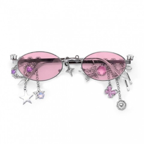 Designers Gentle Monter Personalized Spicy Sweet Girl Sakura Style Light Luxury Elliptical Small Frame Sunglasses for Women