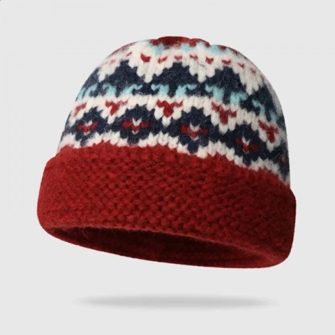Atmosphere Warm Jacquard Dome Bean Hat - Cowboy Style Unisex Winter Hat for Golf