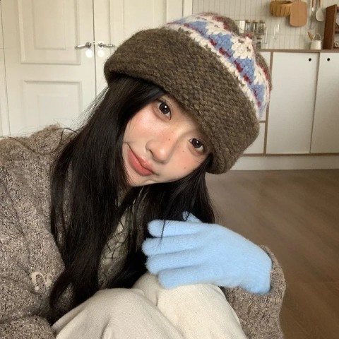 Atmosphere Warm Jacquard Dome Bean Hat - Cowboy Style Unisex Winter Hat for Golf