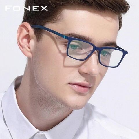 FONEX Ultralight Titanium Square Sunglasses for Men