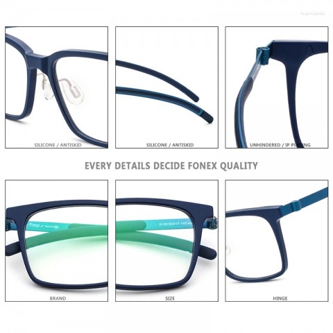FONEX Ultralight Titanium Square Sunglasses for Men