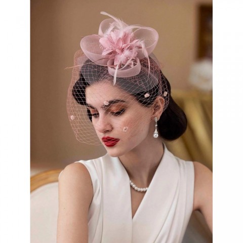 Fascinating Women's Wedding Headband with Flowers and Feathers