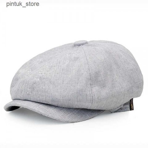 Soft Grey Herringbone Newsboy Hat for Men - BLM09 J241130