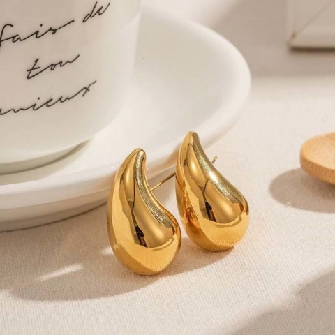 Copper Water Droplet Stud Earrings for Women - Vintage Style High-Quality Fashion Jewelry Gift
