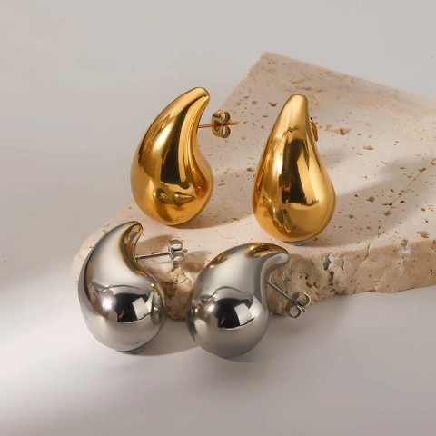 Copper Water Droplet Stud Earrings for Women - Vintage Style High-Quality Fashion Jewelry Gift