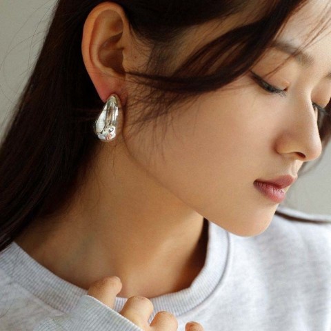 Copper Water Droplet Stud Earrings for Women - Vintage Style High-Quality Fashion Jewelry Gift