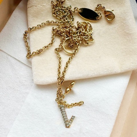 Luxury 18K Gold Plated Pendant Necklace with Letters Charm for Women