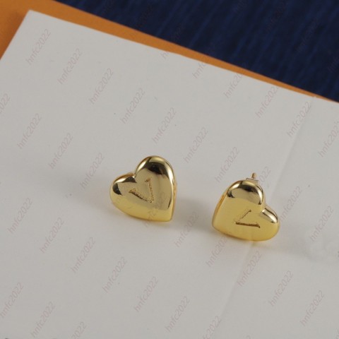 Smooth Heart Stud Earrings with Peach-Inlay Design for Women