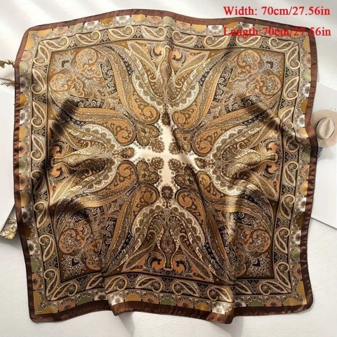 Simulated Silk Paisley Print Small Square Scarf for Women Q250107