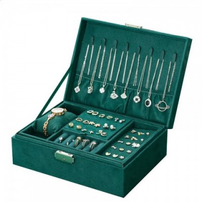 Retro Velvet Jewelry Box with Double Lock for Elegant Storage