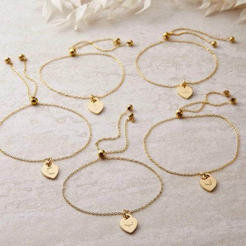 Chic Gold Custom Heart Pendants Charm Bracelet for Women