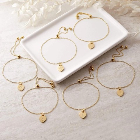 Chic Gold Custom Heart Pendants Charm Bracelet for Women