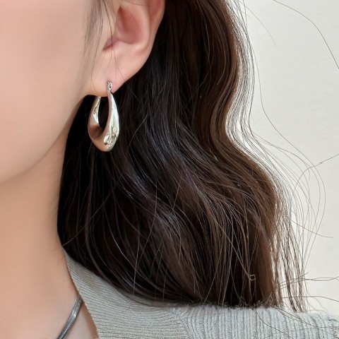 Designer Women's 925 Sterling Silver Stud Earrings with 18K Gold Plating