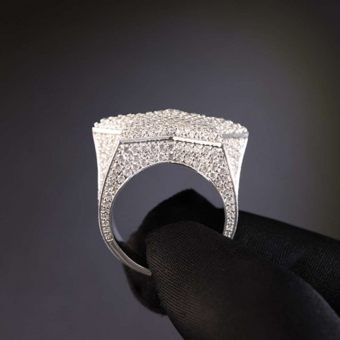 Custom GRA Certified 925 Silver Iced Hip Hop Star Moissanite Men's Cuban Link Band Ring