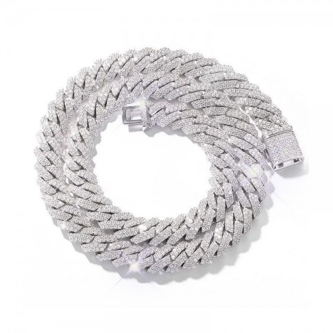 Moissanite Hip Hop Necklace for Men - 14mm Gold Chain & Sterling Silver