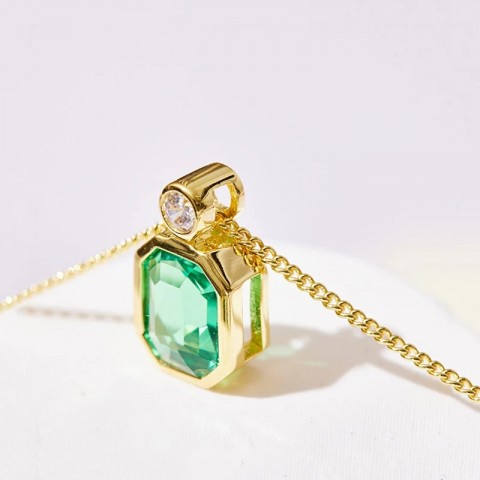 Luomansi Women's Elegant 68MM Emerald Pendant Necklace S925 Sterling Silver Wedding Gift