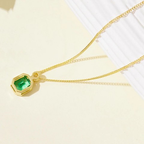 Luomansi Women's Elegant 68MM Emerald Pendant Necklace S925 Sterling Silver Wedding Gift