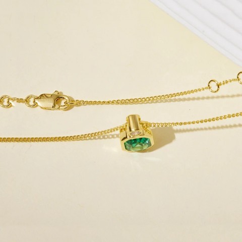 Luomansi Women's Elegant 68MM Emerald Pendant Necklace S925 Sterling Silver Wedding Gift